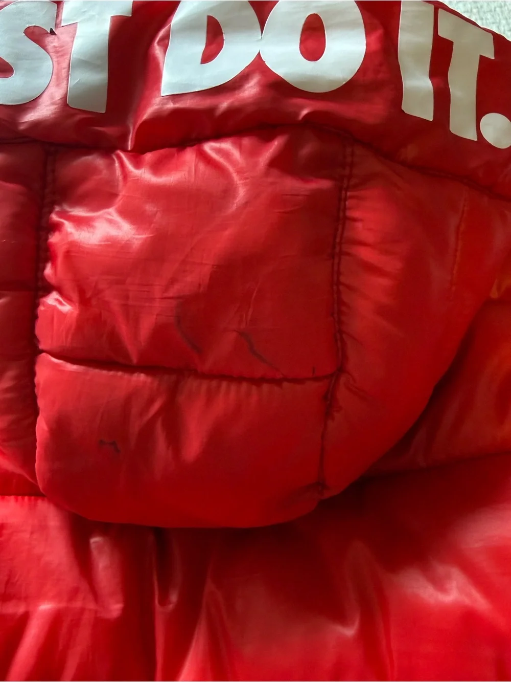 Nike Kids Red and Black Hooded Puffer Jacket